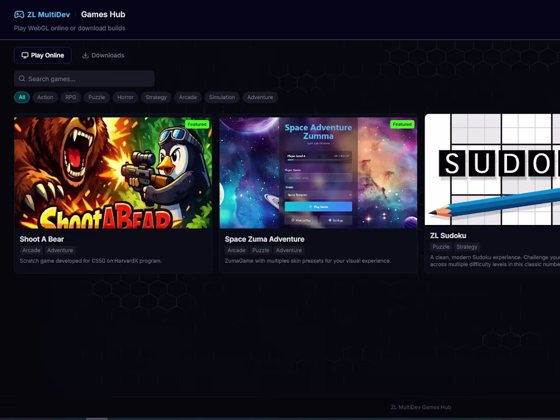 Cover image for ZL MultiDev – Games Hub