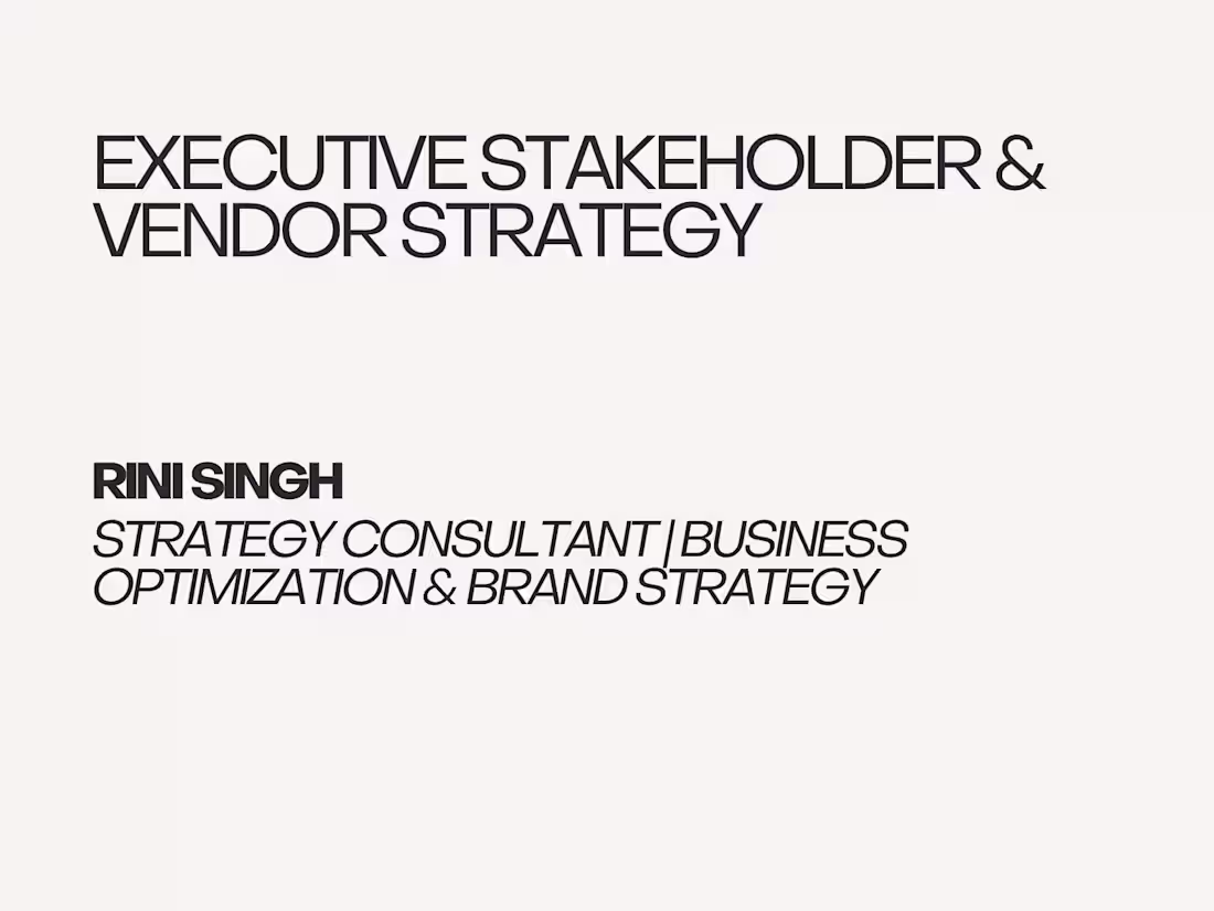 Cover image for Executive Stakeholder & Vendor Strategy 