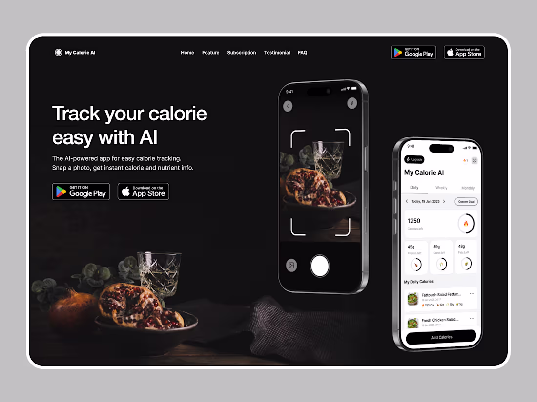 Cover image for CalorieAI: AI-Powered Nutrition Tracker Design