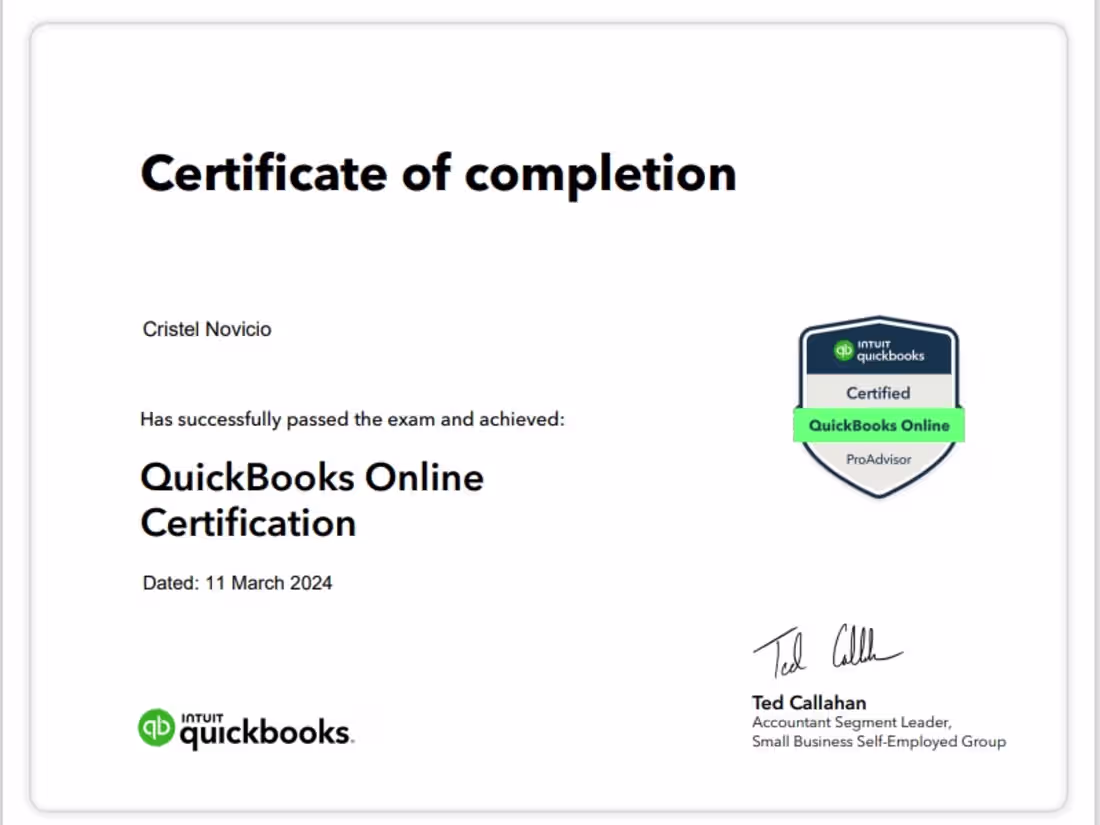 Cover image for Certified Quickbooks Advisor 