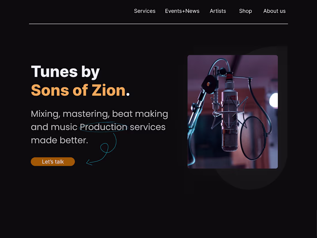 Cover image for Music studio website.