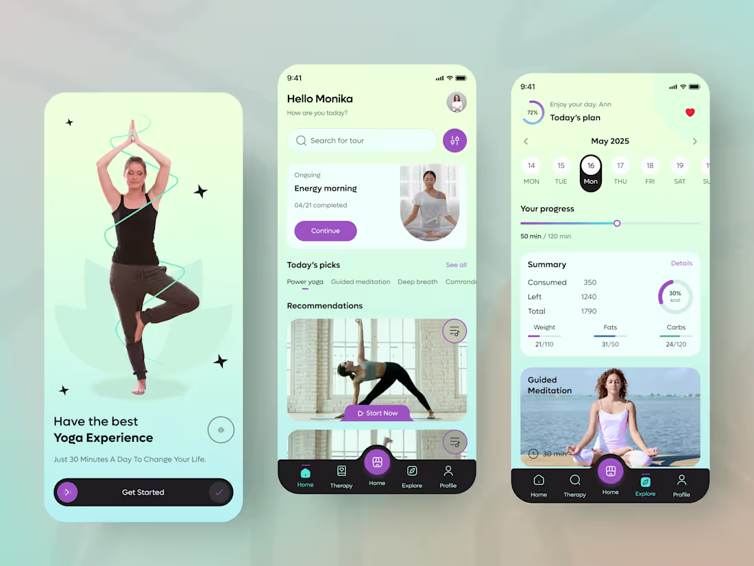 Cover image for Yoga and Meditation App Design Concept