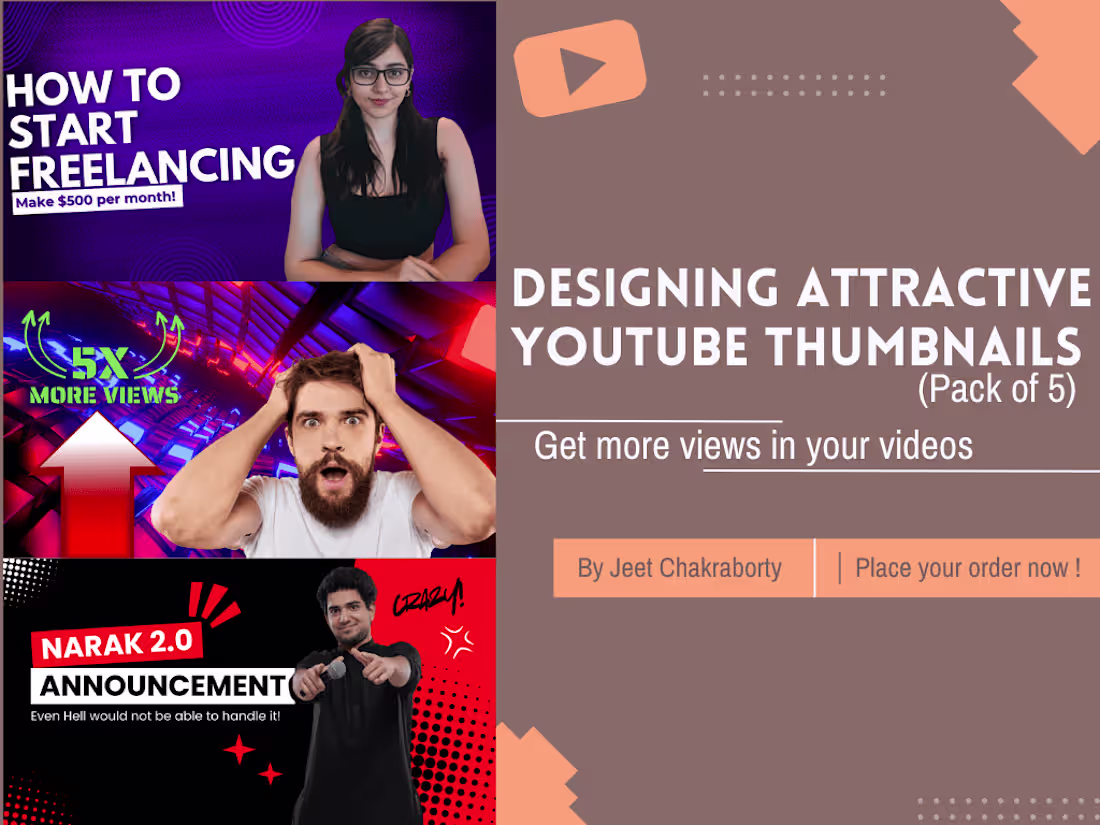 Cover image for I will create attractive thumbnails for your YouTube videos
