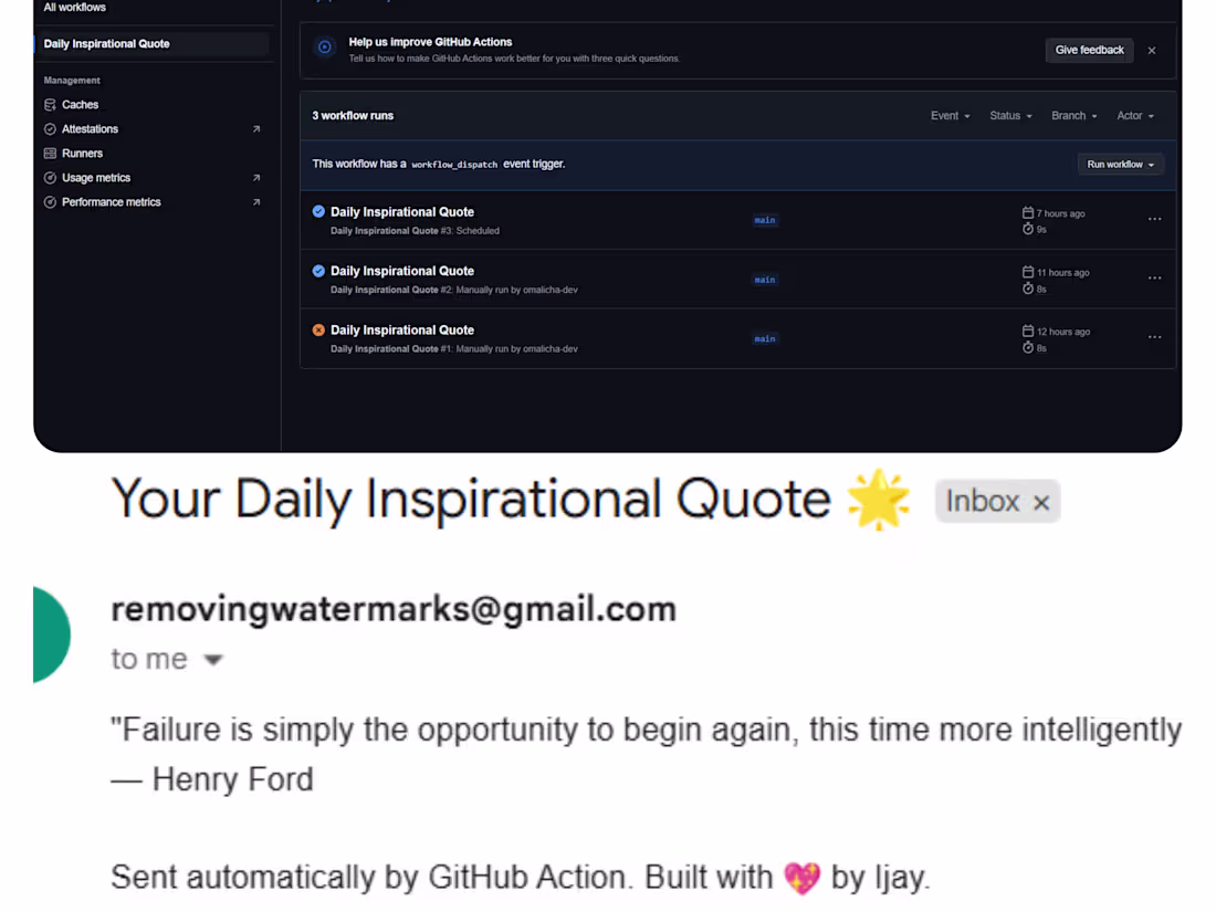 Cover image for Daily Inspirational Quote using GitHub Action
