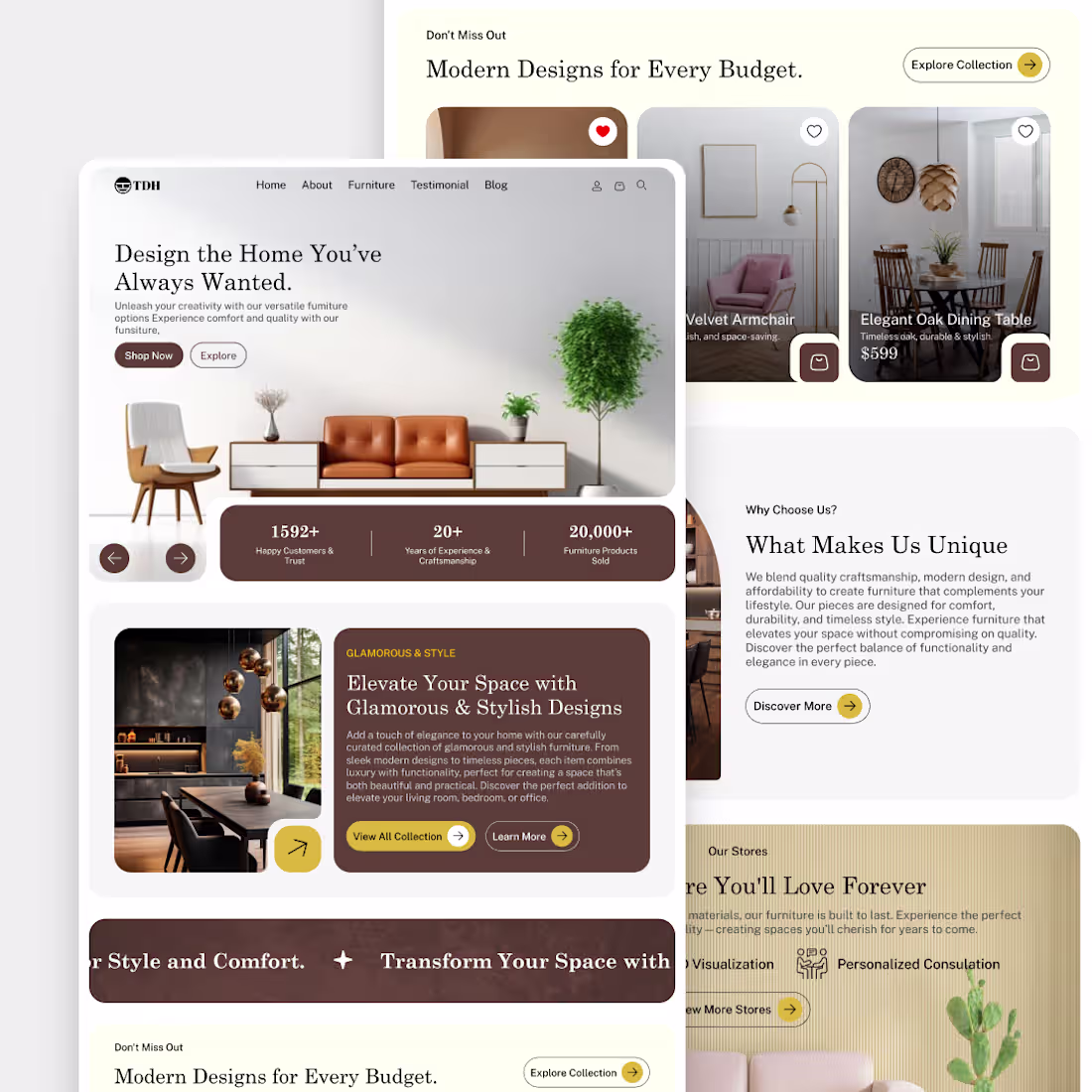 Cover image for Furniture shop website home page design.