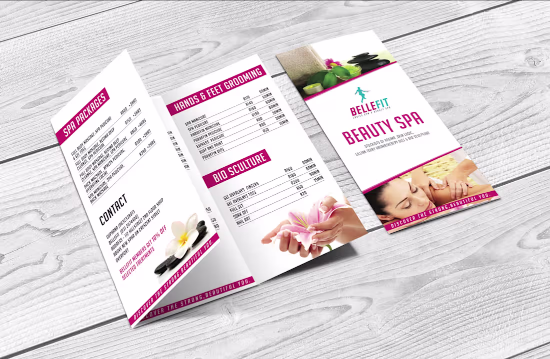 Cover image for Simple but effective Beauty Spa Pricing list for BelleFit - ...