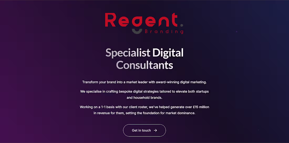 Cover image for Regent branding company official website.