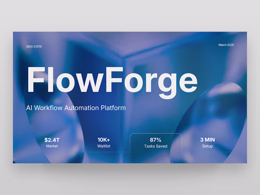 Cover image for FlowForge AI Automation Pitch Deck Design