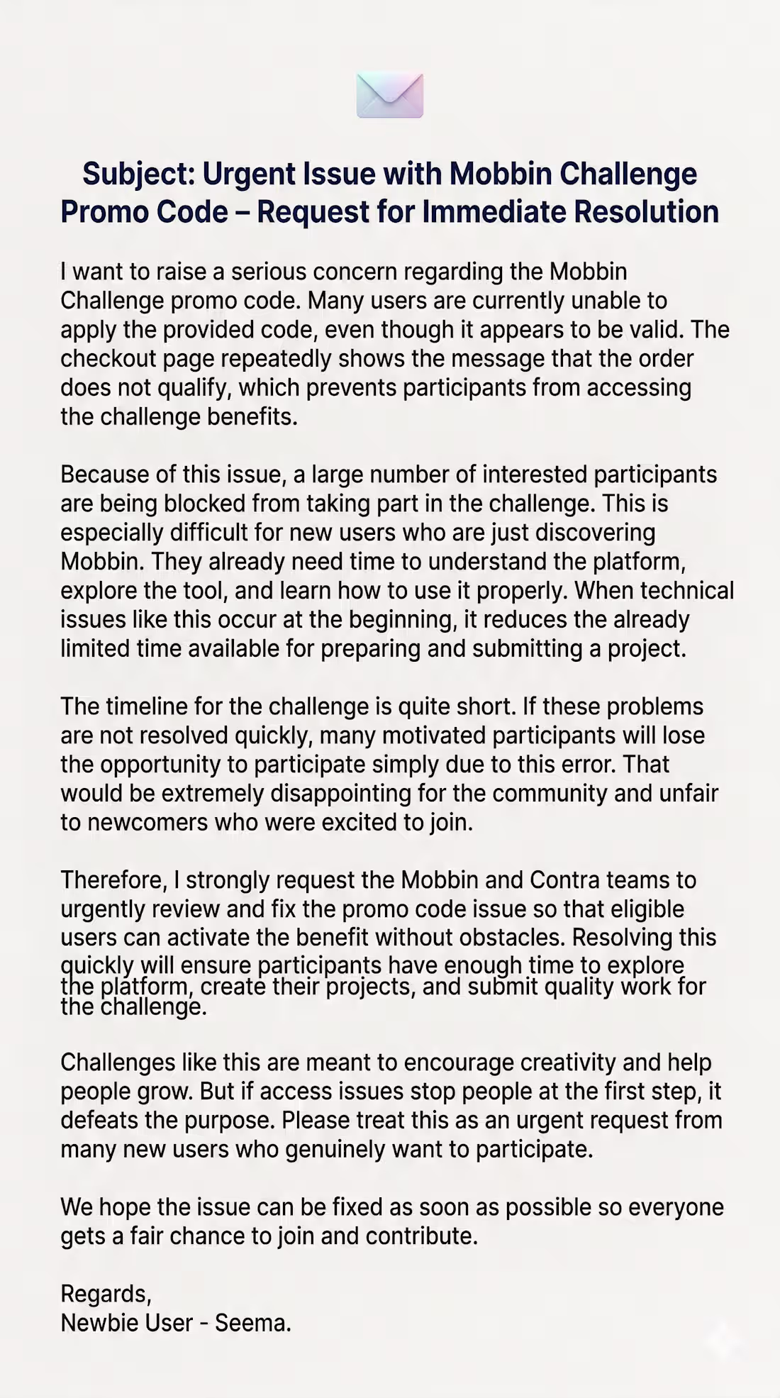 Cover image for Subject: Urgent Issue with Mobbin