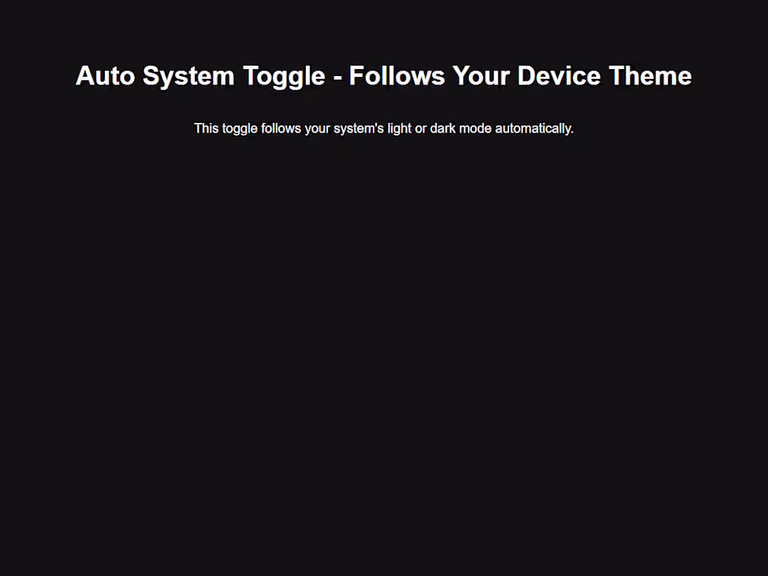 Cover image for Dark Mode Toggle – System Preference Based