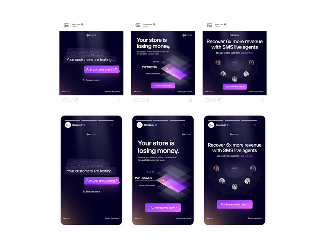 Cover image for Recent ad designs for liverecover