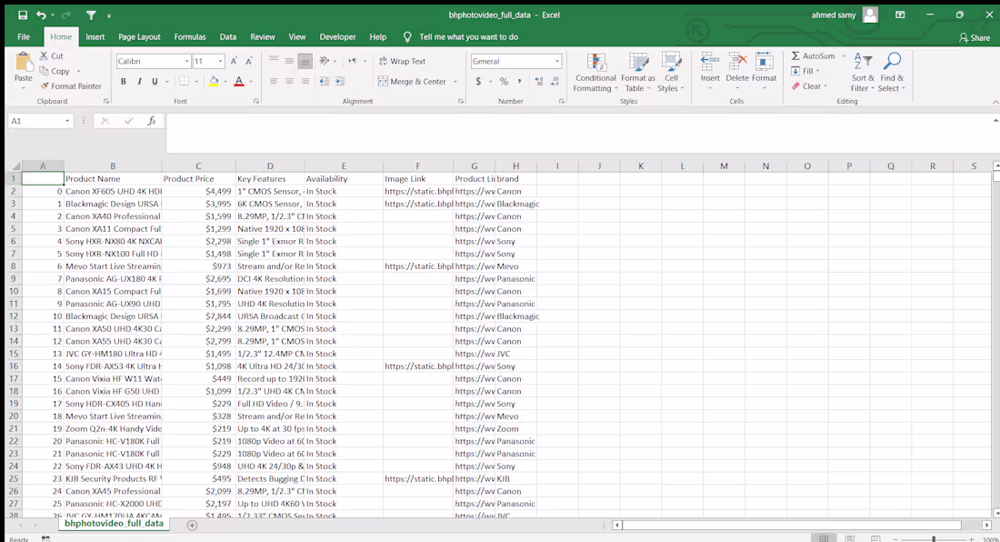 Cover image for Data scraping for B&H Photo Video.