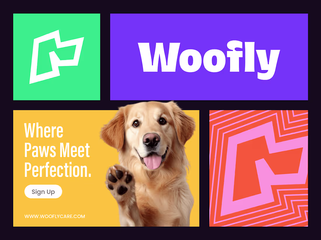 Cover image for Woofly - logo design for dog care, food products