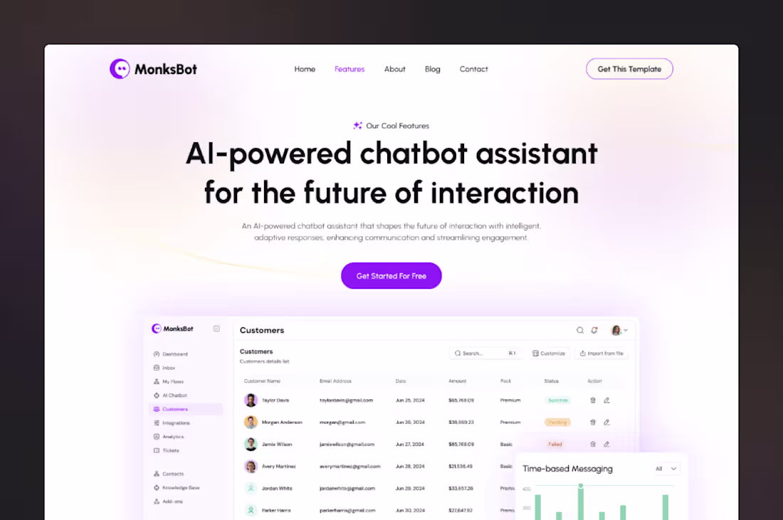 Cover image for MonksBot: AI Chatbot Platform Built with Framer
