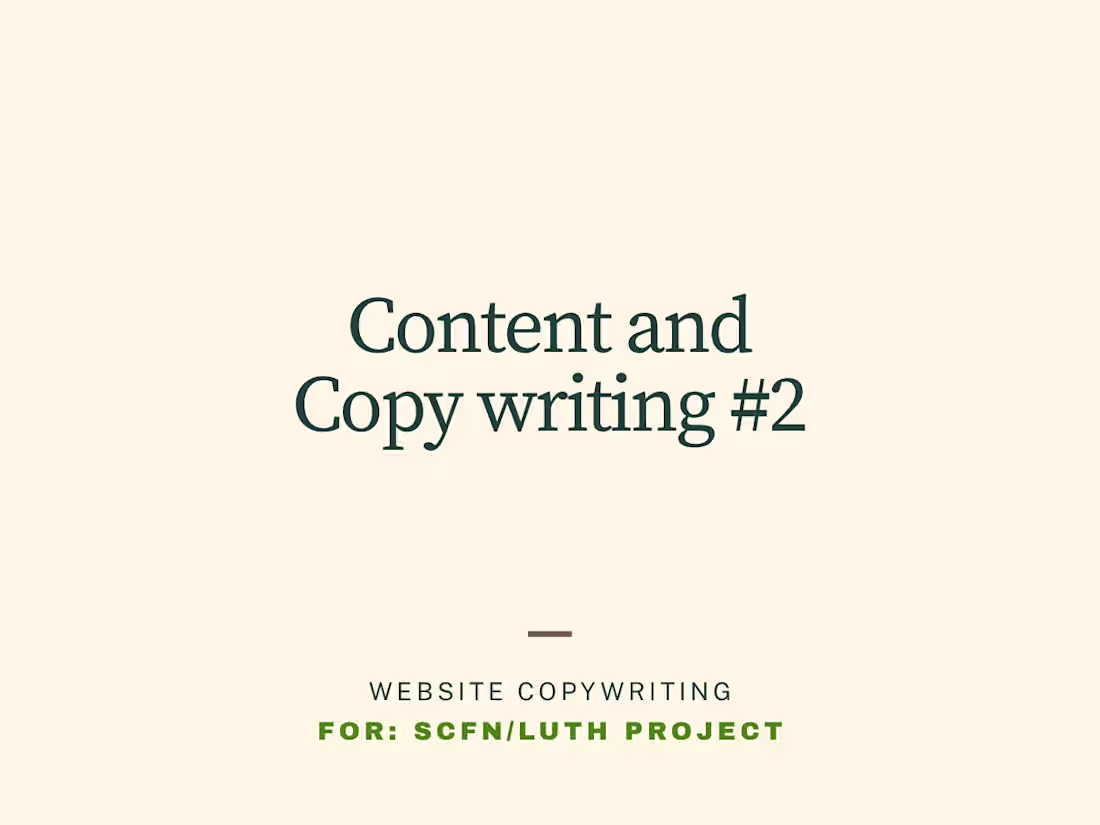 Cover image for SCFN/LUTH Website Content Writing & Brand Communication