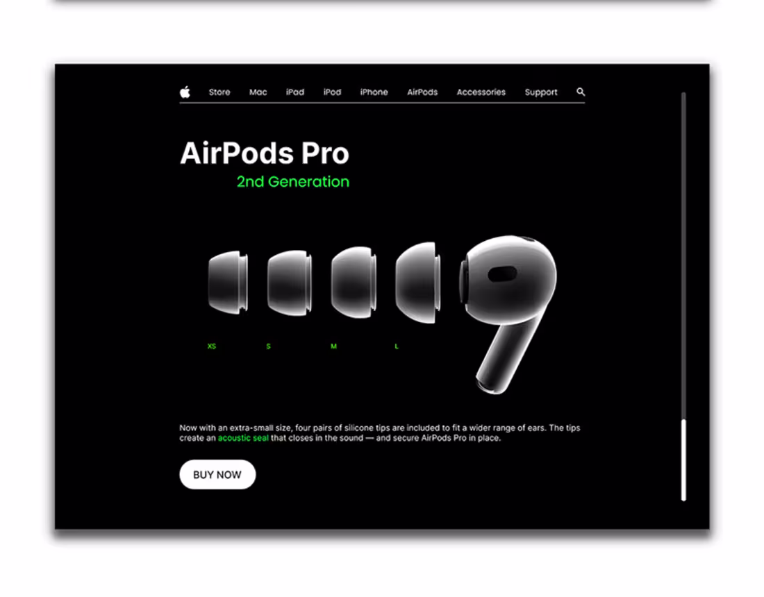 Cover image for AirPods Pro Web UI Design & Prototype Animation on Behance