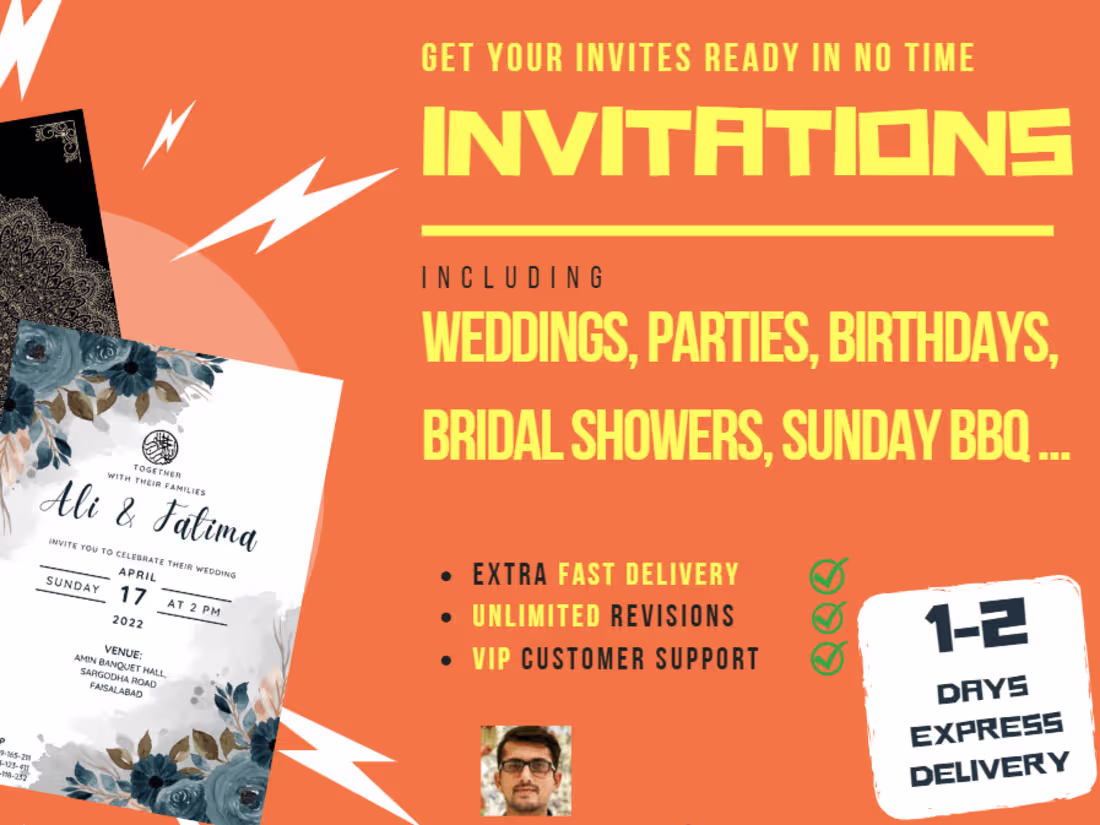 Cover image for Design wedding, birthday, bridal shower invitations