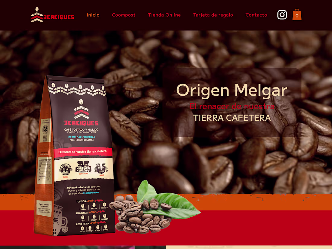 Cover image for Coffee shop and products website