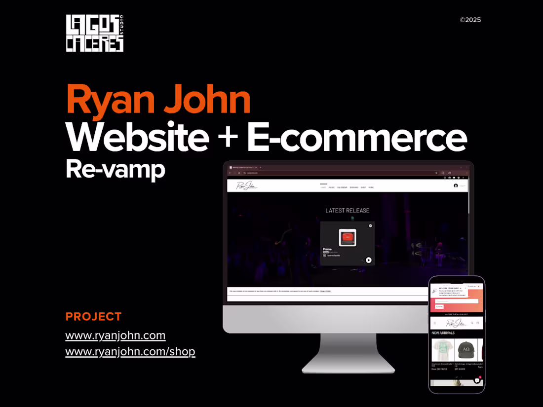 Cover image for Ryan John Worship || Website + E-Commerce Revamp