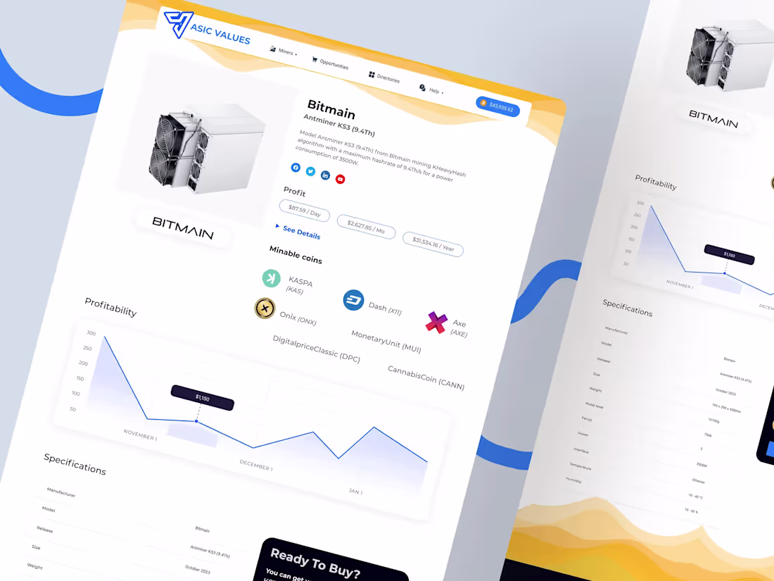 Cover image for Mining Device Product Page UI UX Design