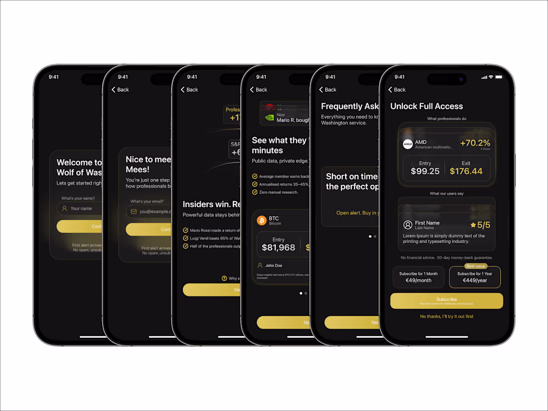 Cover image for 5 iOS Onboarding Screens for the Wolf of Washington App