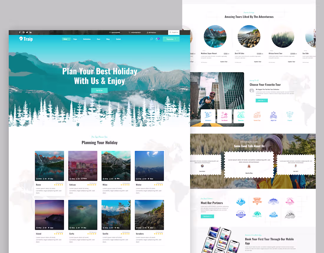 Cover image for travel website landing page
