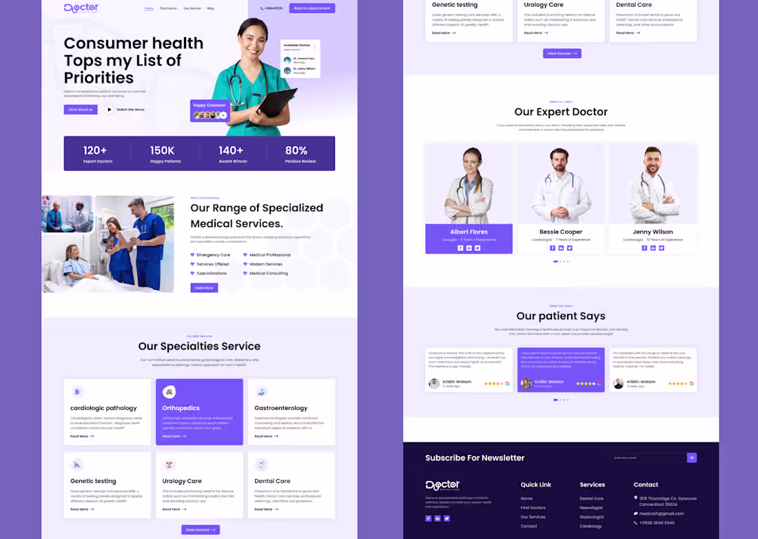 Cover image for Doctor Health Care || Landing page design || Figma