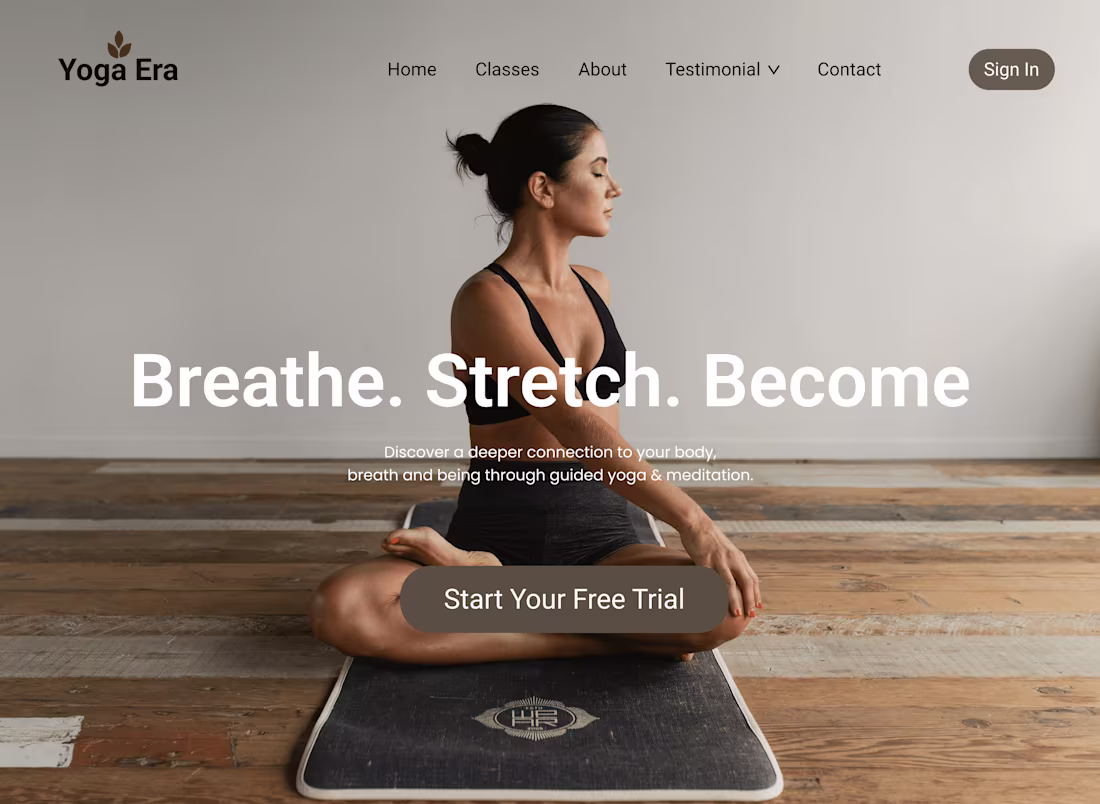 Cover image for Yoga Landing Page