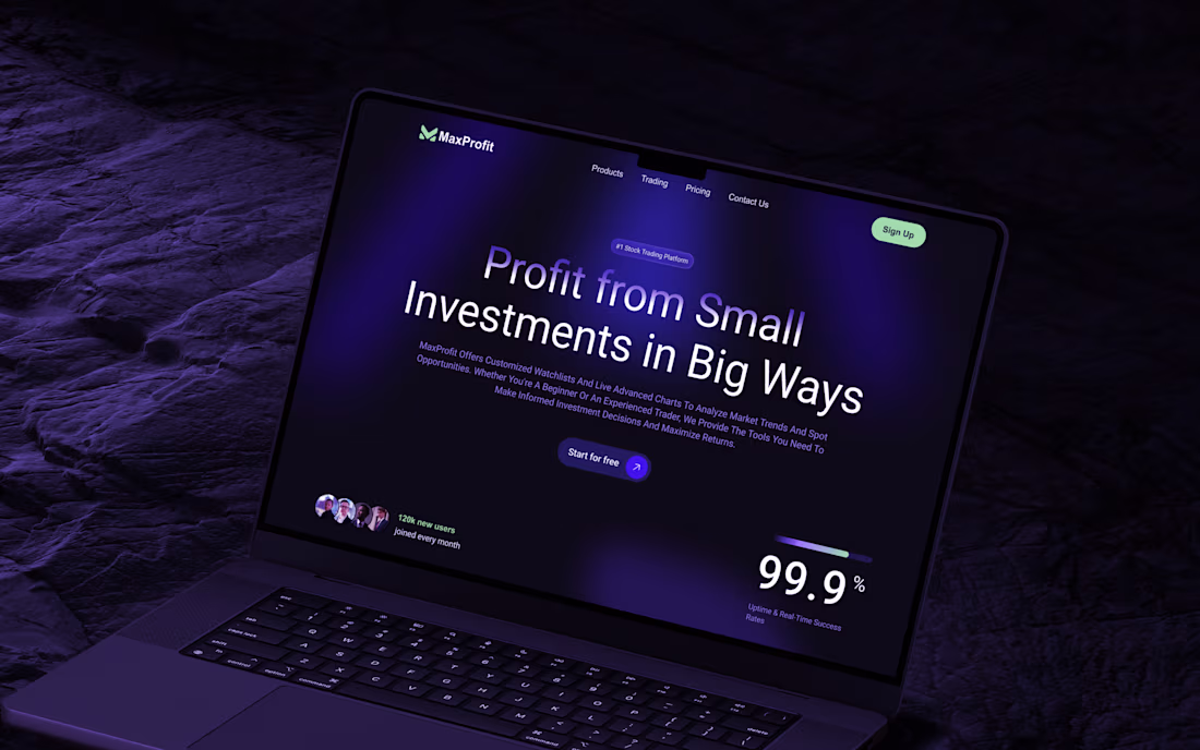 Cover image for MaxProfit - Fintech Landing Page Design