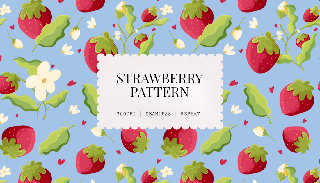 Cover image for Strawberry-Themed Seamless Pattern Design
