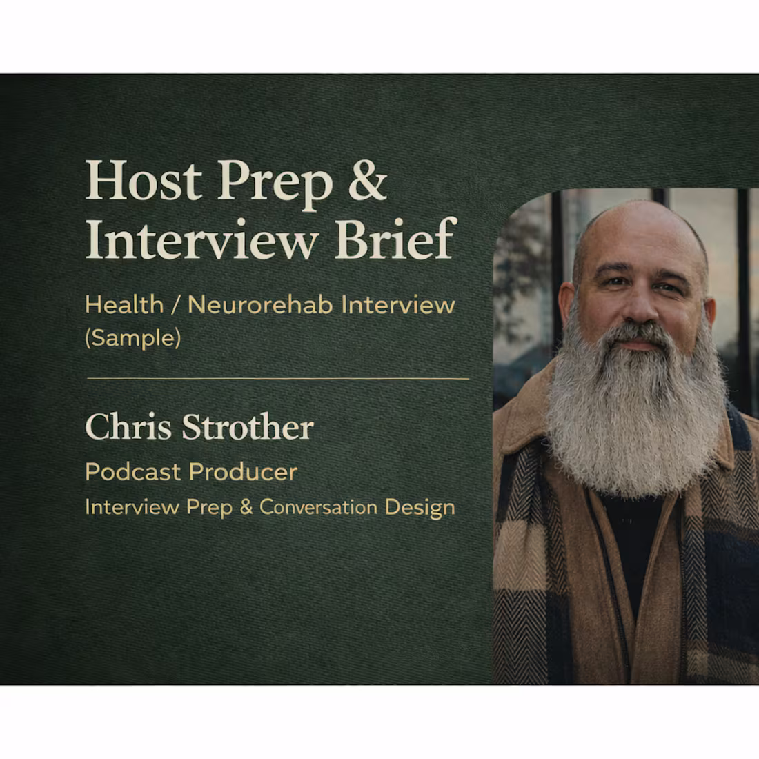 Cover image for This is a sample Host Prep & Interview Brief created for a l...