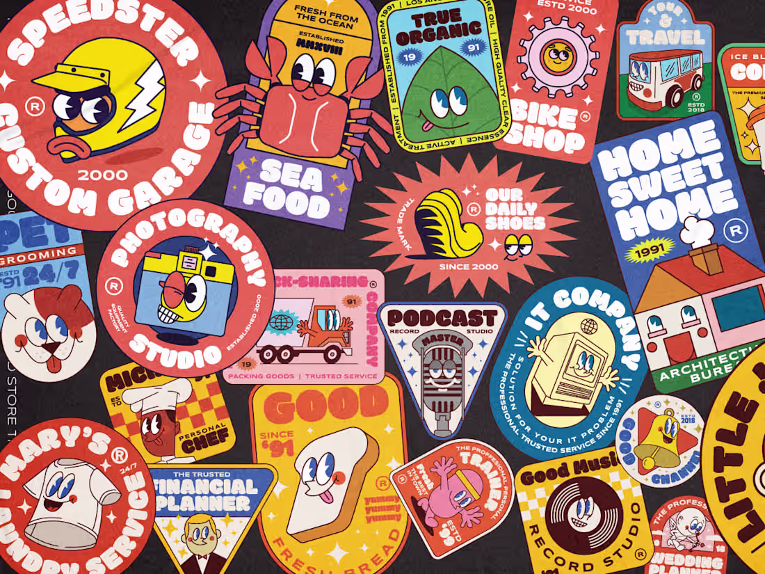 Cover image for Retro & Vintage Illustration Logo Mascot Character Badges