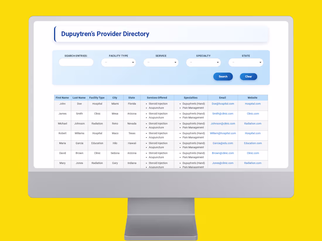 Cover image for Dupuytren's Provider Directory
