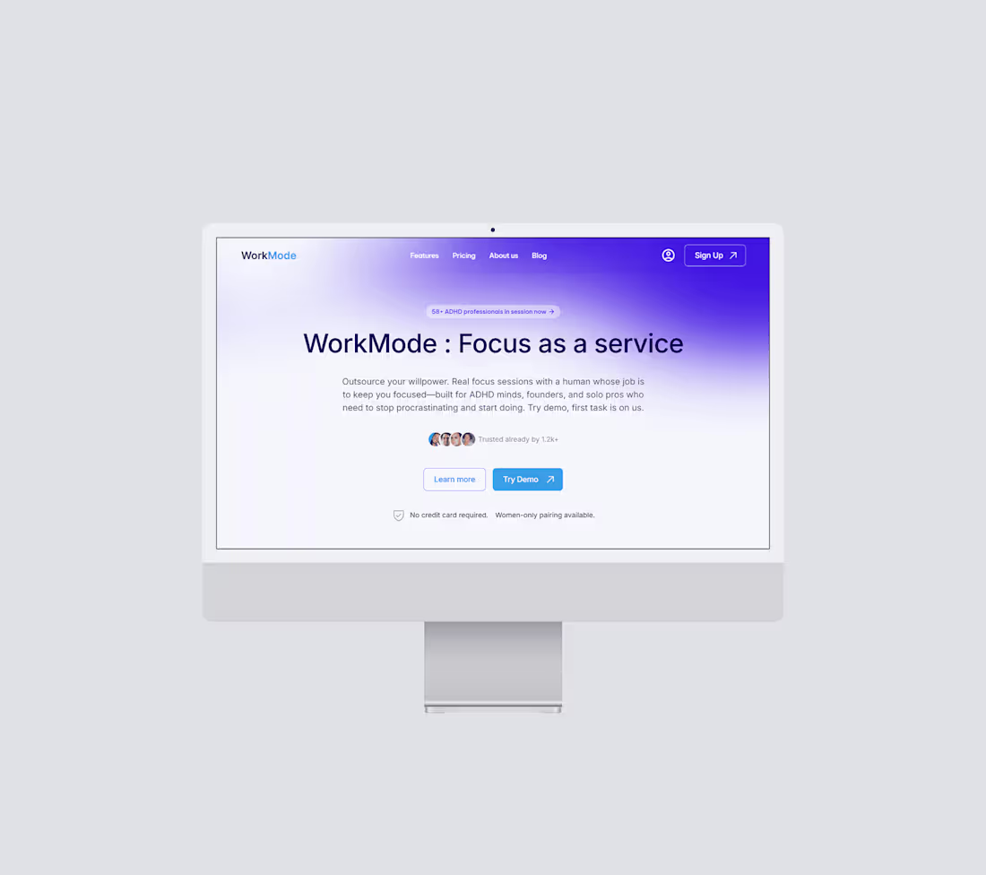 Cover image for WorkMode Branding & Framer Landing Page Design