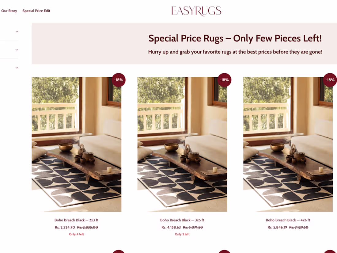 Cover image for EasyRugs — Shopify Store Development