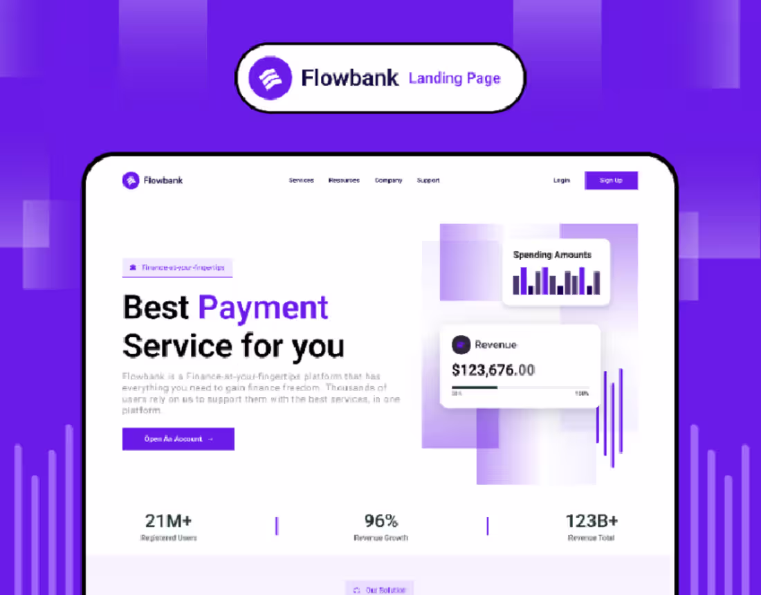 Cover image for Flowbank fintech landing page