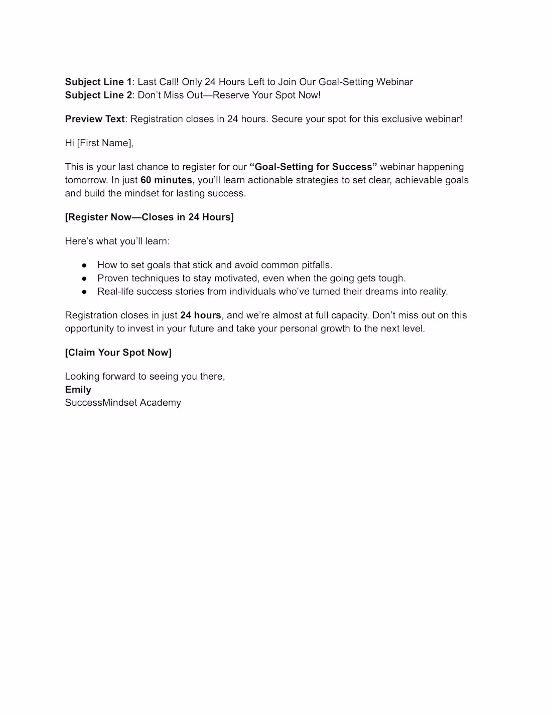 Cover image for Last Call - Webinar Sign-Up Email