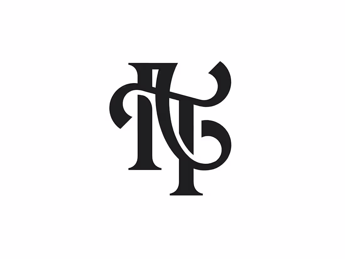Cover image for AT TA monogram typography logo blends classical elegance wit...