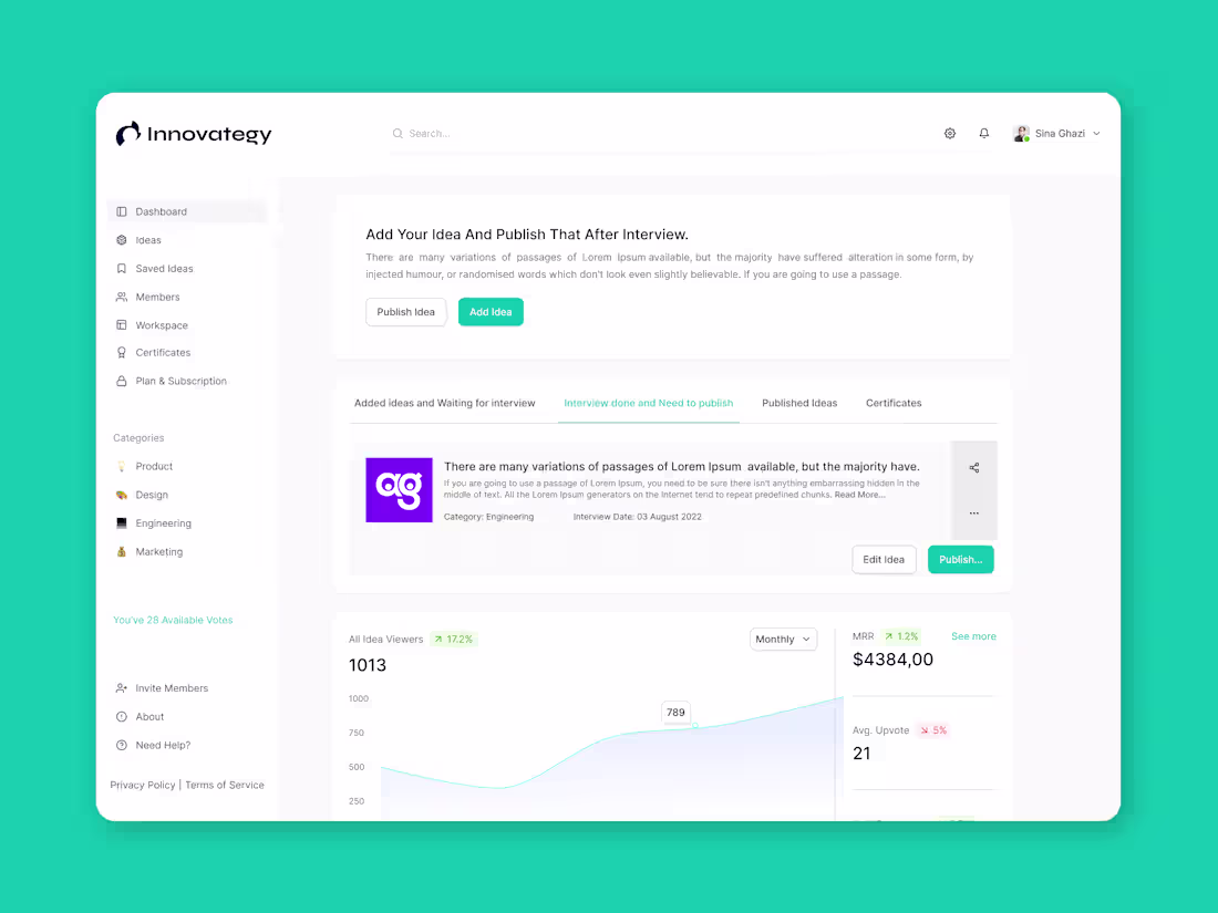 Cover image for Ideation Tool Design (Web App) — SaaS Platform for Innovatio...