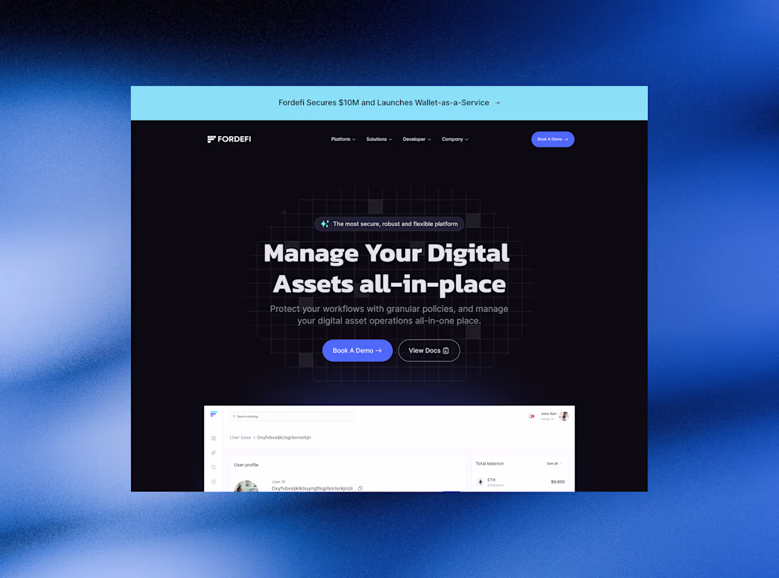 Cover image for FORDEFI Landing Page Design for Institutional Trust