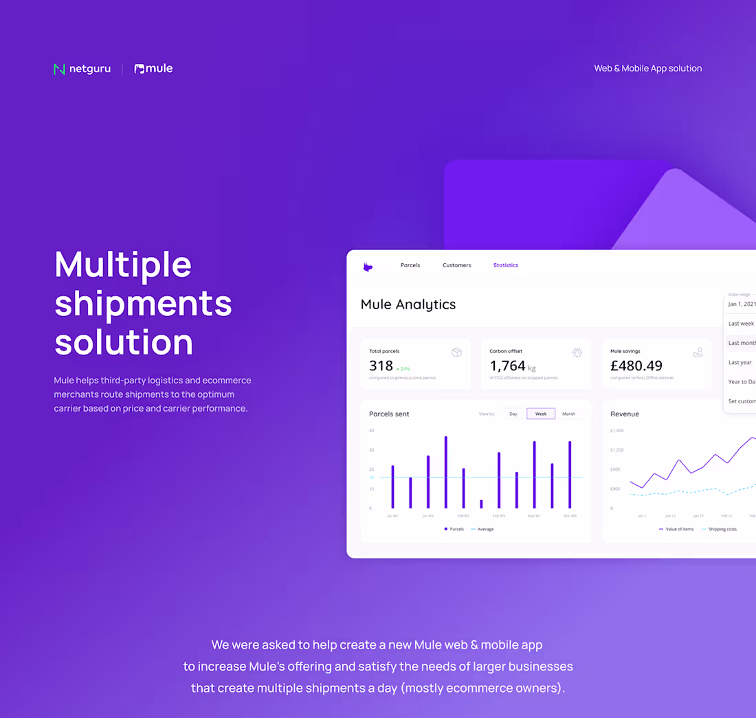 Cover image for Mule – multiple shipments solution on Behance