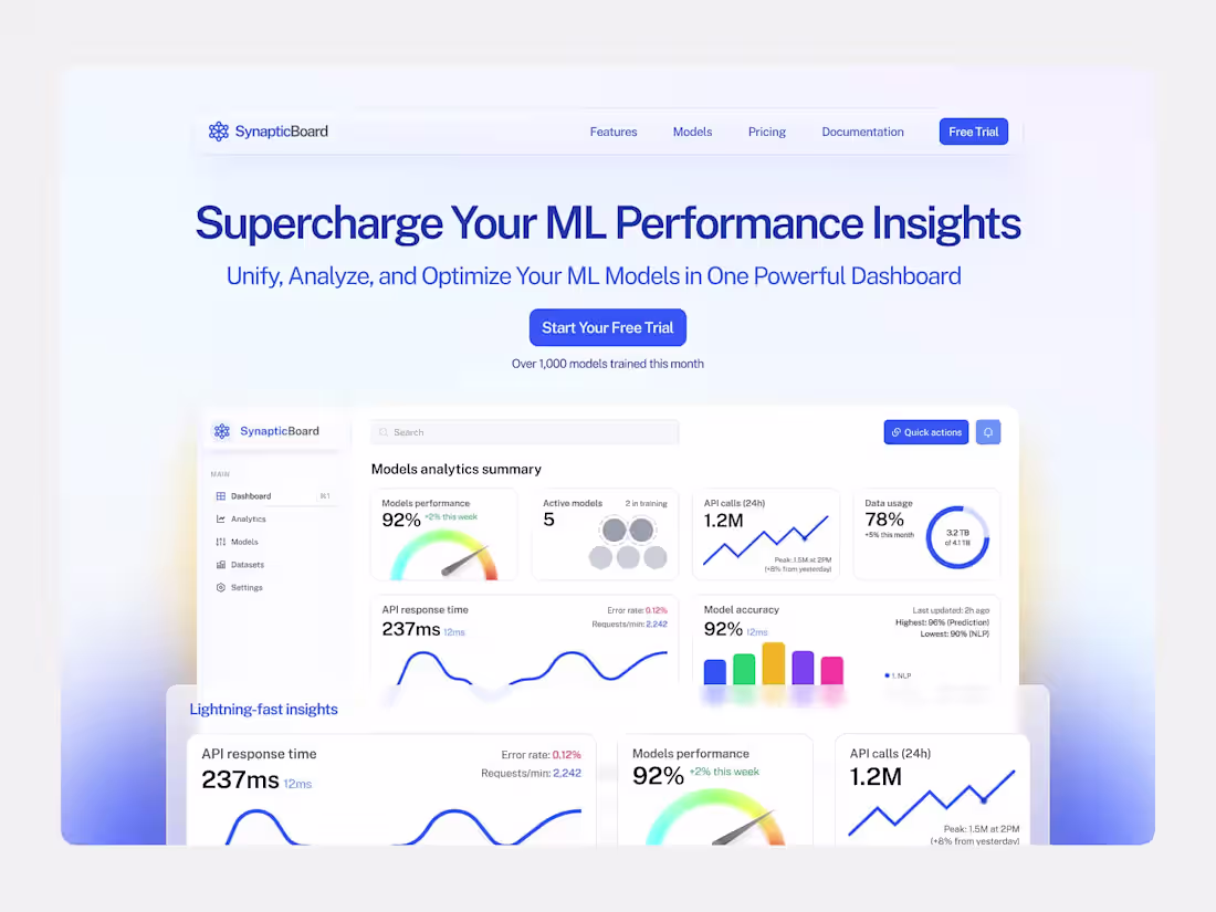 Cover image for SynapticBoard - AI SaaS web design