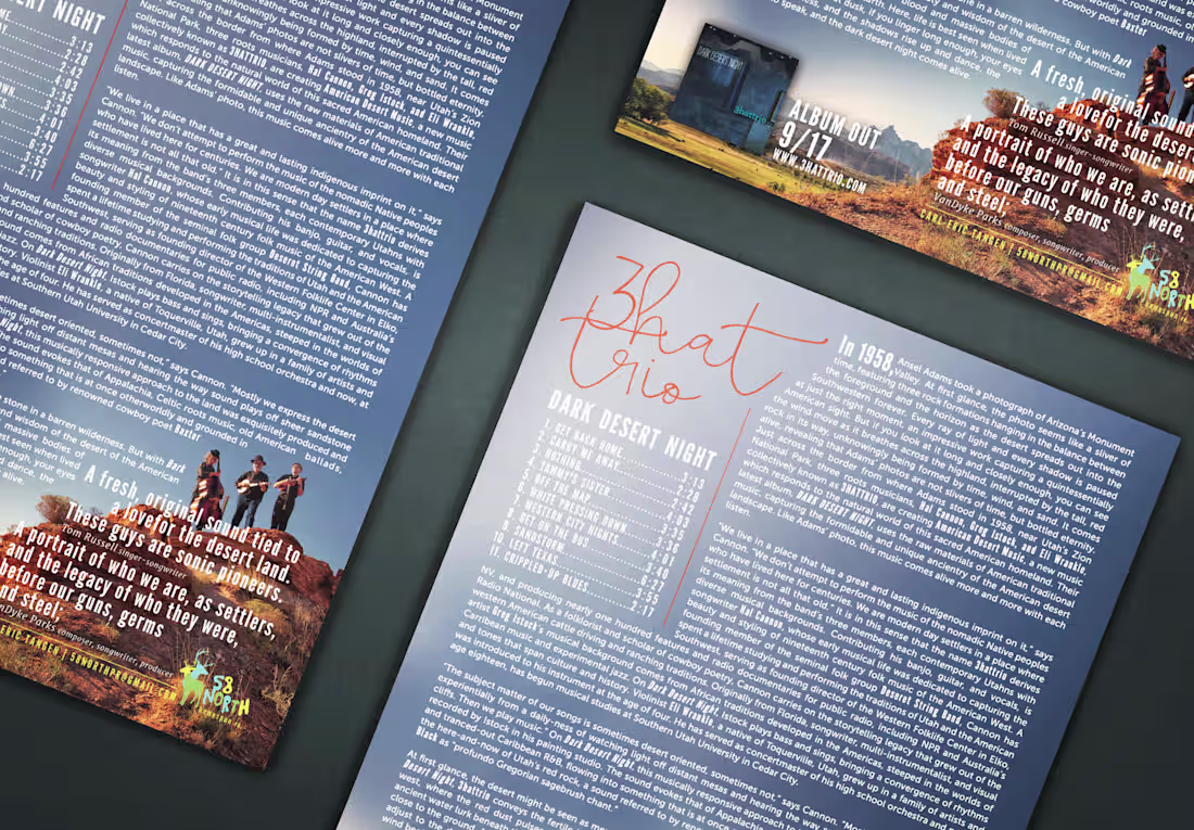 Cover image for American Desert Music: 3hattrio Album Release Bio and One-sheet