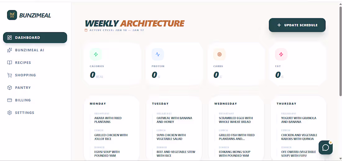 Cover image for Just shipped a smart AI meal planner app for BunziMeal This ...