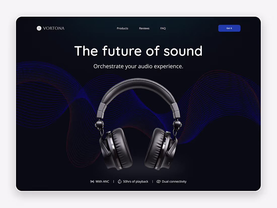 Cover image for Vortona: The Future of Sound — Dark‑Mode Hero Section