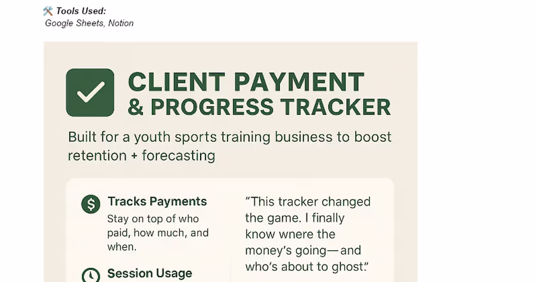 Cover image for Client Payment & Progress Tracker for Sports Training