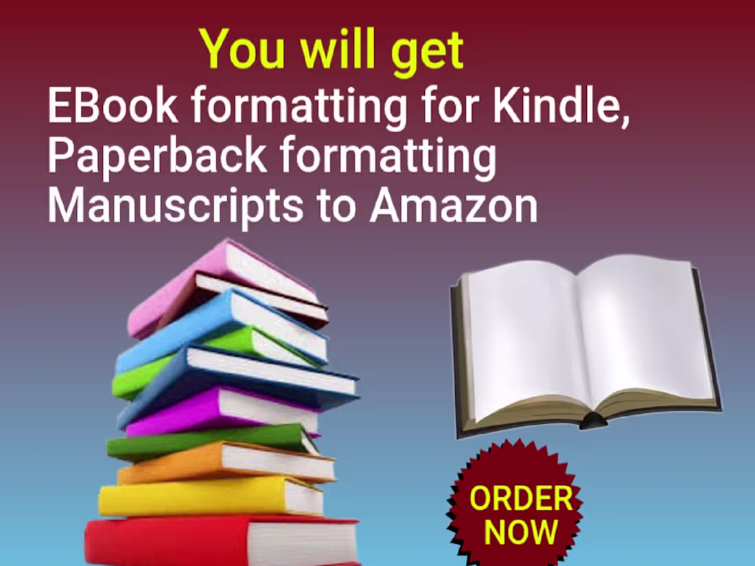 Cover image for eBook, Kindle, Paperback formatting manuscripts to Amazon KDP