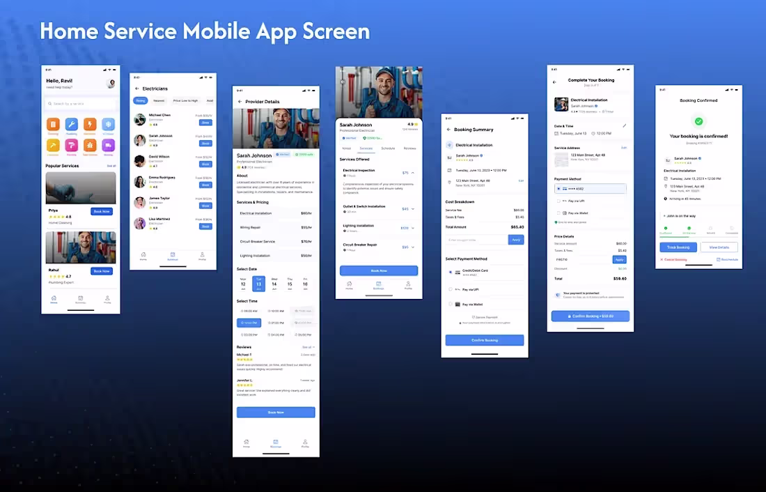 Cover image for Home Service Mobile App – Booking Flow UI