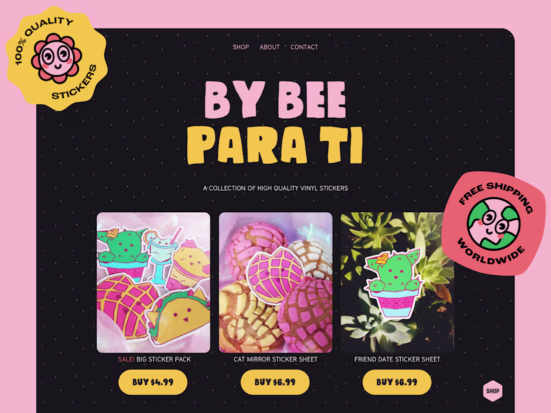 Cover image for Single-Page Sticker Shop