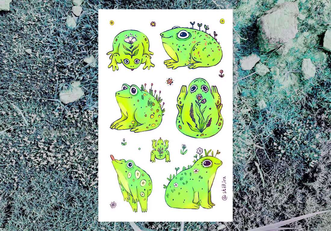 Cover image for 🌿 Magical Frogs Sticker Pack A cozy collection of hand-draw...
